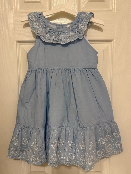 Little Me Other - Little Me Light Blue Eyelet Ruffle Dress